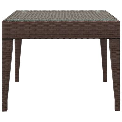 vidaXL Table d'appoint marron 50x50x38 cm poly rotin et verre trempé