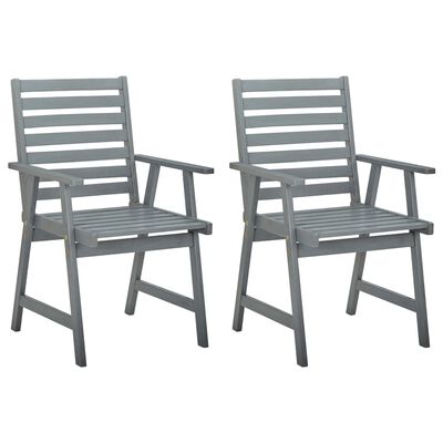 vidaXL Chaises à manger d'extérieur lot de 2 Gris Bois d'acacia