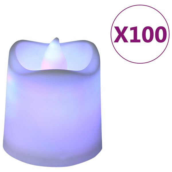 vidaXL Bougies &eacute;lectriques sans flamme &agrave; LED color&eacute;es 100 pcs