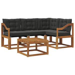 vidaXL Ensemble de canap&eacute;s d'ext&eacute;rieur 5 pc Naturel et Noir
