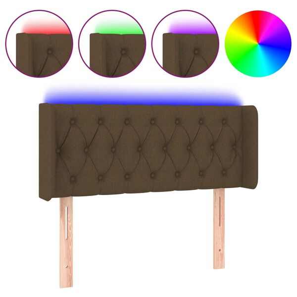 vidaXL T&ecirc;te de lit &agrave; LED Marron fonc&eacute; 93x16x78/88 cm Tissu