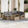 vidaXL Salon de jardin avec coussins 8 pcs beige r&eacute;sine tress&eacute;e