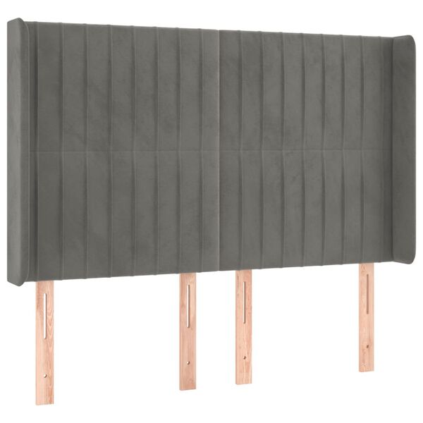 vidaXL T&ecirc;te de lit &agrave; LED Gris clair 147x16x118/128 cm Velours