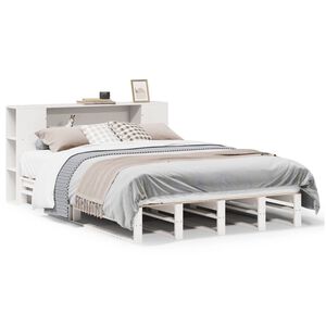 vidaXL Lit biblioth&egrave;que sans matelas blanc 120x200 cm bois massif