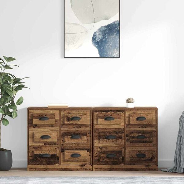 vidaXL Buffets 2 pcs Bois Ancien 70 x 35,5 x 67,5 cm Bois d'ing&eacute;nierie