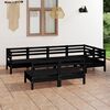 vidaXL Salon de jardin 7 pcs Bois de pin massif Noir