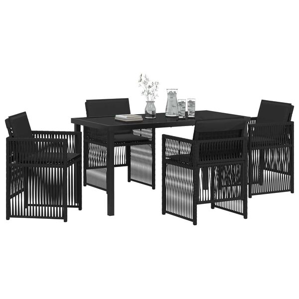 vidaXL Ensemble de salle &agrave; manger pour jardin 5 pcs Noir