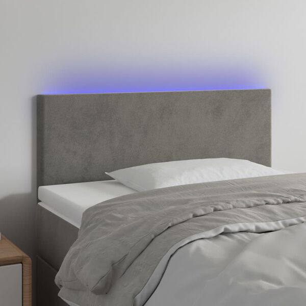 vidaXL T&ecirc;te de lit &agrave; LED Gris clair 100x5x78/88 cm Velours