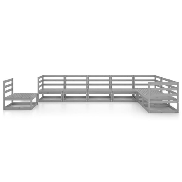 vidaXL Salon de jardin 8 pcs gris bois de pin massif