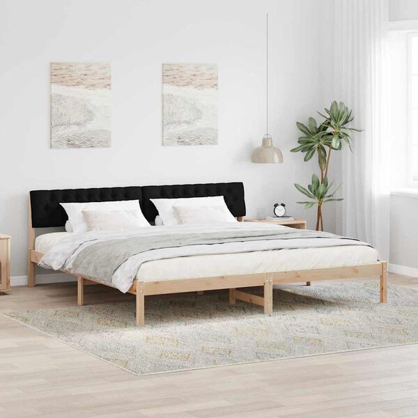 vidaXL Cadre de lit Marron et noir 200 x 200 cm Bois massif en pin
