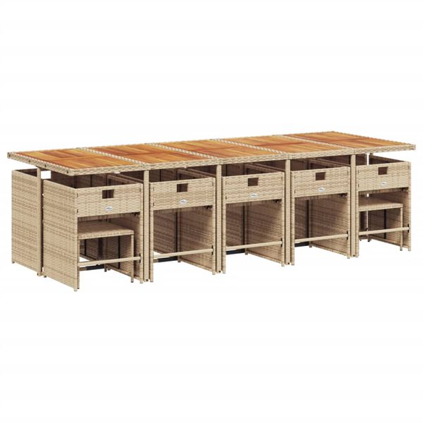 vidaXL Ensemble &agrave; manger de jardin et coussins 15 pcs beige