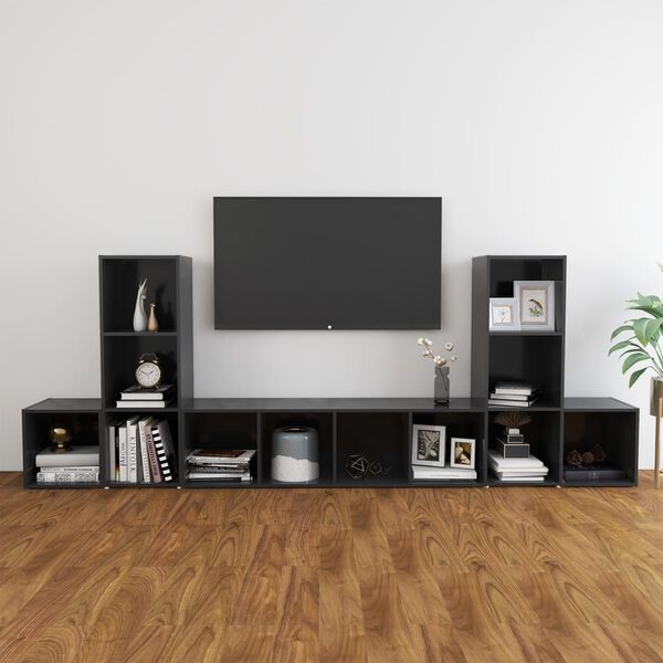 vidaXL Ensemble de meubles TV 5 pcs Gris Bois d'ing&eacute;nierie