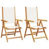 vidaXL Chaises pliantes 2 pcs blanc cr&egrave;me bois massif d'acacia & tissu