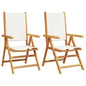 vidaXL Chaises pliantes 2 pcs blanc cr&egrave;me bois massif d'acacia & tissu