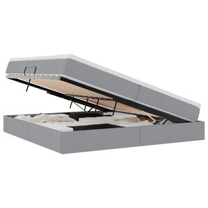 vidaXL Lit avec rangement et matelas Gris clair 200 x 200 cm Polyester
