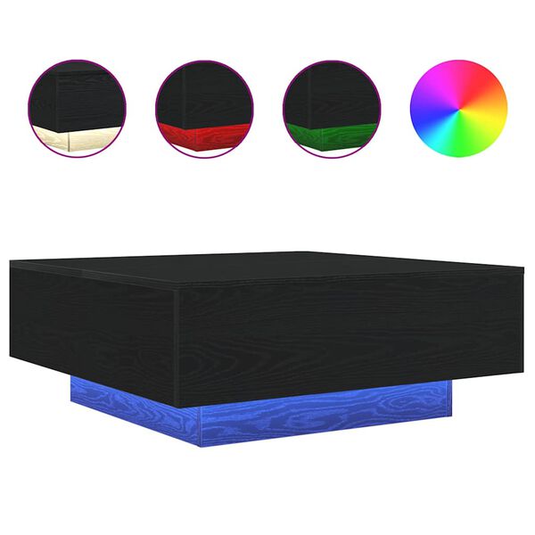 vidaXL Table basse Ch&ecirc;ne noir 80 x 80 x 31 cm Bois d'ing&eacute;nierie