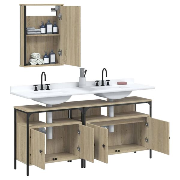 vidaXL Ensemble de meubles de salle de bain 3 pcs ch&ecirc;ne sonoma