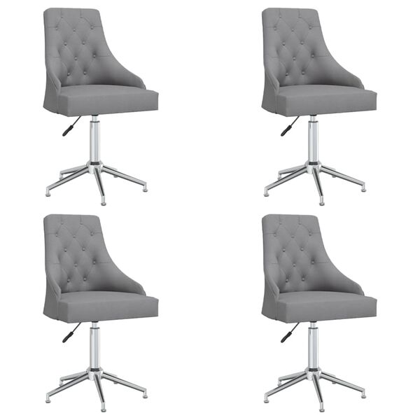 vidaXL Chaises pivotantes &agrave; manger lot de 4 Gris clair Tissu