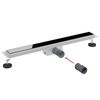vidaXL Drain de Douche avec Couverture en Verre Noir 70 cm