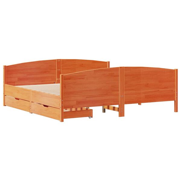 vidaXL Cadre de lit sans matelas cire marron 200x200cm bois pin massif
