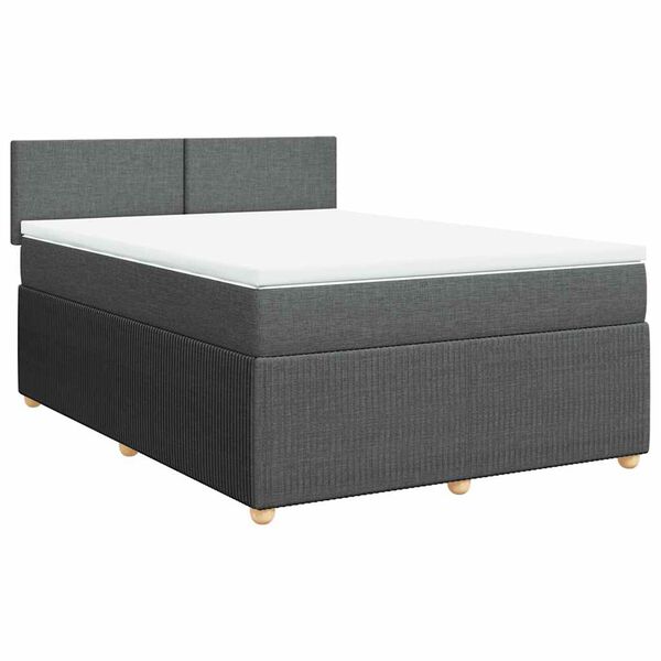 vidaXL Sommier &agrave; lattes de lit avec matelas Gris fonc&eacute; 140x200cm Tissu