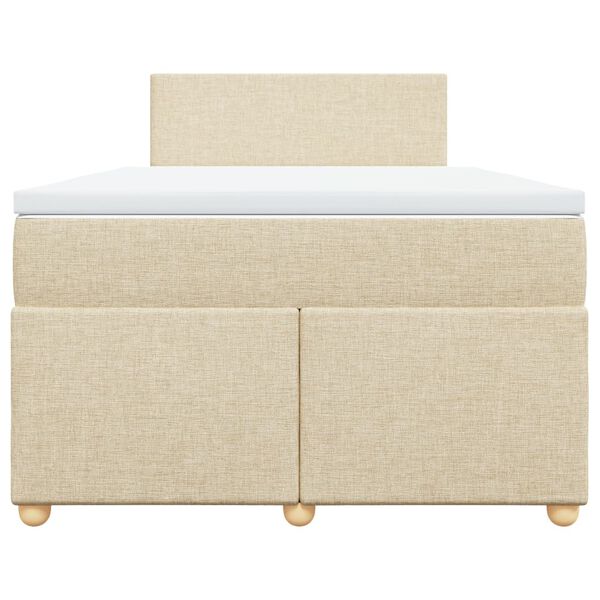 vidaXL Sommier &agrave; lattes de lit avec matelas Cr&egrave;me 120x200 cm Tissu