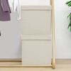 vidaXL Tabourets de rangement pliables lot de 2 blanc cr&egrave;me Faux lin