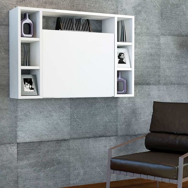 Homemania Bureau pliable mural Omega 90x19,5x60 cm Blanc