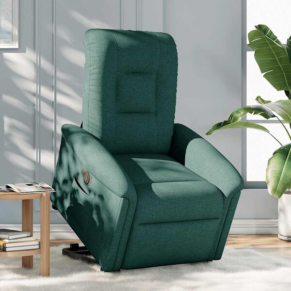 vidaXL Fauteuil inclinable &eacute;lectrique vert fonc&eacute; tissu