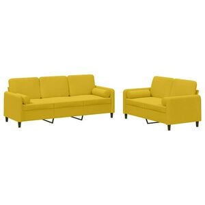 vidaXL Ensemble de canap&eacute;s 2 pcs avec coussins jaune velours