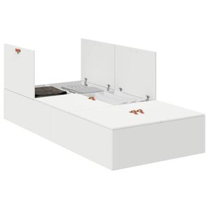 vidaXL Cadre de lit avec rangement Blanc 90 x 190 cm Bois d'ing&eacute;nierie