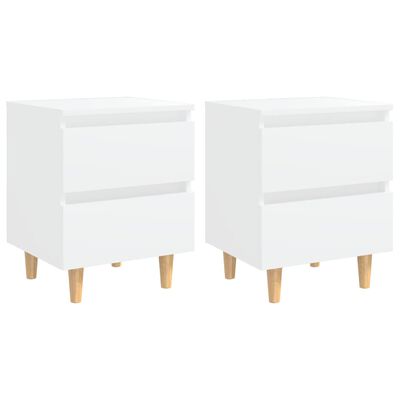 vidaXL Tables de chevet avec pieds en pin 2 pcs Blanc 40x35x50 cm
