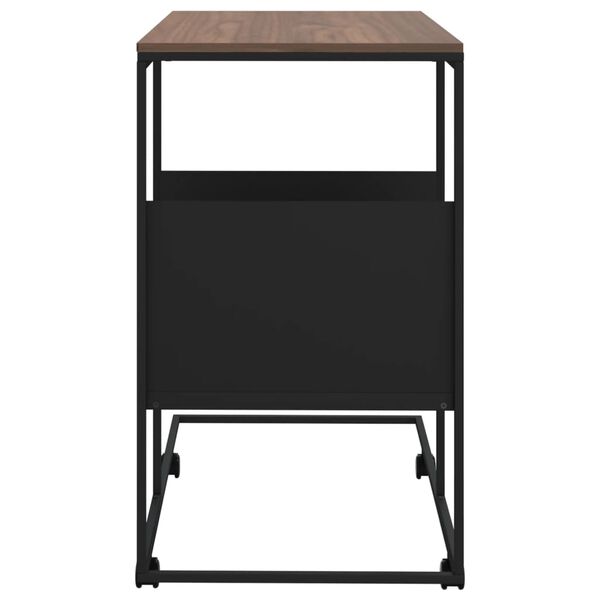 vidaXL Table d'appoint avec roues noir 55x36x63,5 cm bois d'ing&eacute;nierie