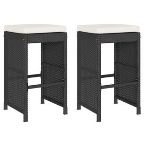 vidaXL Tabourets de bar jardin coussins lot de 2 noir résine tressée