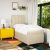 vidaXL Sommier &agrave; lattes de lit avec matelas Cr&egrave;me 90x200 cm Tissu
