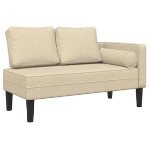 vidaXL Chaise longue avec coussins cr&egrave;me tissu