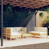 vidaXL Salon de jardin 7 pcs avec coussins cr&egrave;me bois de pin massif