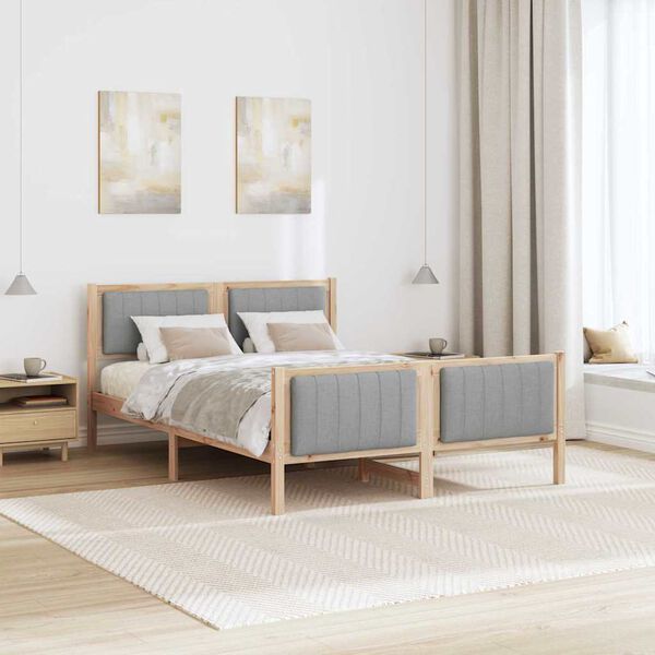 vidaXL Cadre de lit avec t&ecirc;te de lit Marron et gris clair 135 x 190 cm