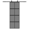 vidaXL Porte coulissante kit quincaillerie noir 76x205 cm verre tremp&eacute;