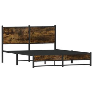 vidaXL Cadre de lit en m&eacute;tal sans matelas ch&ecirc;ne fum&eacute; 140x190 cm