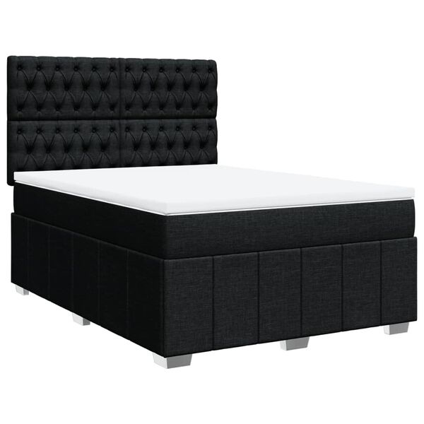 vidaXL Sommier &agrave; lattes de lit avec matelas Noir 140x200 cm Tissu
