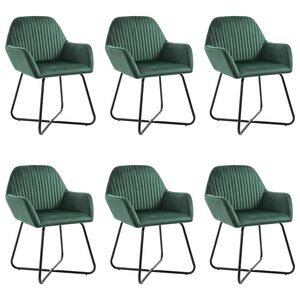 vidaXL Chaises &agrave; manger lot de 6 vert velours