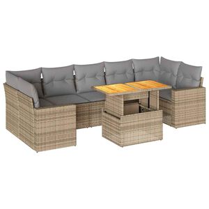 vidaXL Salon de jardin avec coussins 8 pcs beige r&eacute;sine tress&eacute;e