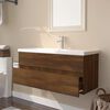 vidaXL Meuble lavabo avec bassin int&eacute;gr&eacute; Ch&ecirc;ne brun Bois d'ing&eacute;nierie