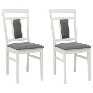 vidaXL Chaise de salle &agrave; manger 2 pcs Blanc et Gris