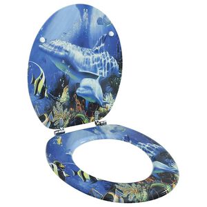 vidaXL Si&egrave;ge de toilette avec Couvercle MDF Dauphins