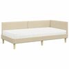 vidaXL Cadre de lit d'angle avec matelas Autre 2 pcs Cr&egrave;me tissu