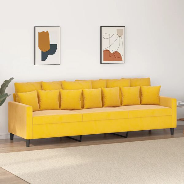 vidaXL Canap&eacute; &agrave; 3 places Jaune 210 cm Velours