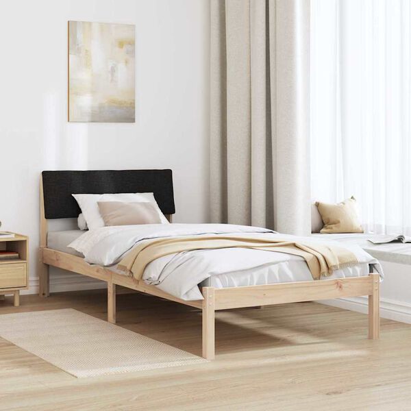 vidaXL Cadre de lit Marron et noir 90 x 200 cm Bois massif en pin