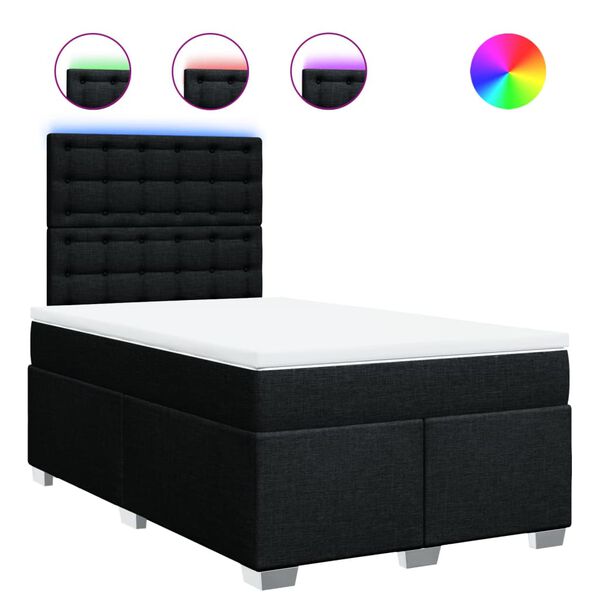 vidaXL Sommier &agrave; lattes de lit avec matelas Noir 120x200 cm Tissu